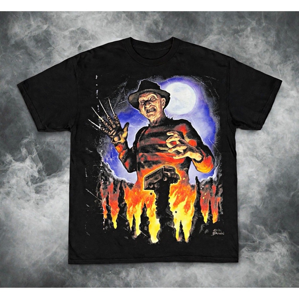 Freddy Krueger Nightmare on Elm Street Black Cotton Graphic Tee Unisex XL